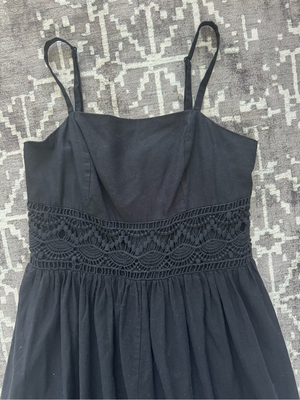 INC International Concepts Black Midi Dress with Crocheted Waist - Picture 9 of 16
